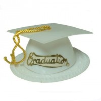 Chapeau de graduation blanc 3-D sur base