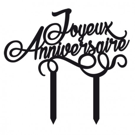 Ornement Acrylique Noir Joyeux Anniversaire