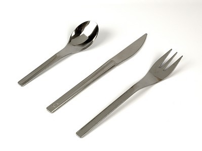 trio cuillère fourchette couteau à dessert en résine, KURO, noir