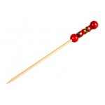 Brochette bambou Perles rouges