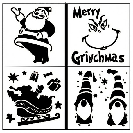 Lot De 20 Pochoirs Réutilisables De Noël - Pour Décoration De Gâteaux, Café, Biscuits - Modèles Festifs (Père Noël, Sapin, Etc.) - En Plastique PET