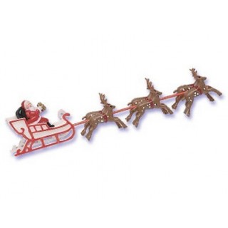 Figurine Père Noël En Traîneau De Rennes – Acrylique 2D, Environ 14 X 15 Cm – Décoration De Noël Festive Et Durable