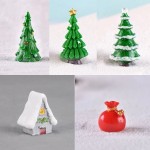 Figurines Maison, arbre et poche du Père Noël