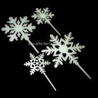 Ornements en acrylique blanc scintillant - Flocons de neige