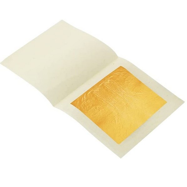 Feuilles d'or alimentaire - 24 carats - 9,4 cm (x5) - Planète Gateau