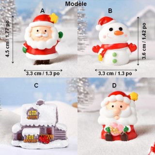 Figurine Bonhomme de neige, Père Noël, maison
