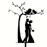 Ornement Acrylique noir - Couple sous un arbre