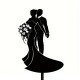 Ornement Acrylique noir - Mariés avec bouquet de fleurs