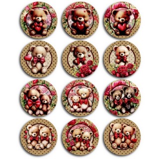 Images comestibles pour cupcake - Tendres oursons Images comestibles pour cupcake - Tendres oursons