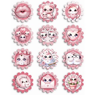 Images comestibles pour cupcake - Mignonne St-Valentin Images comestibles pour cupcake - Mignonne St-Valentin