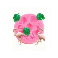 Moule Mini Feuille tropicale ( monstera ) et flamant rose