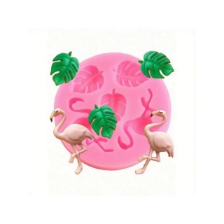 Moule Mini Feuille tropicale ( monstera ) et flamant rose Moule Mini Feuille tropicale ( monstera ) et flamant rose