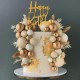 Trio Ballon sur tige Brun clair, blanc, or