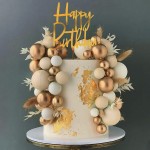 Trio Ballon sur tige Brun clair, blanc, or