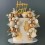 Trio Ballon sur tige Brun clair, blanc, or