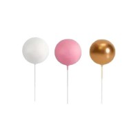 Trio Ballon sur tige Blanc Rose Or