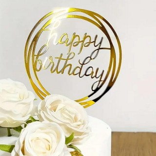 Ornement Acrylique or - Happy Birthday