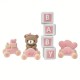 Ensemble Train Ourson et bloc Baby - Rose