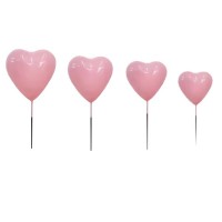 Coeur rose p&acirc;le mat sur tige