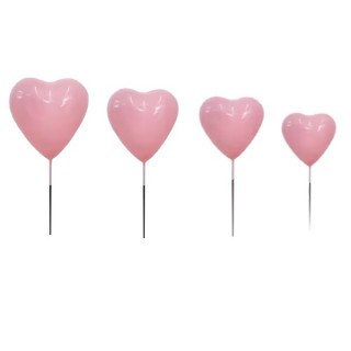 Coeur rose p&acirc;le mat sur tige