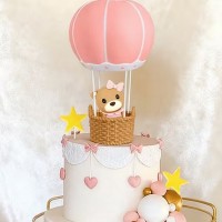 Ensemble Ourson fille en montgolfi&egrave;re