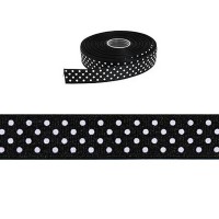 Ruban &agrave; g&acirc;teau Noir &agrave; pois blanc
