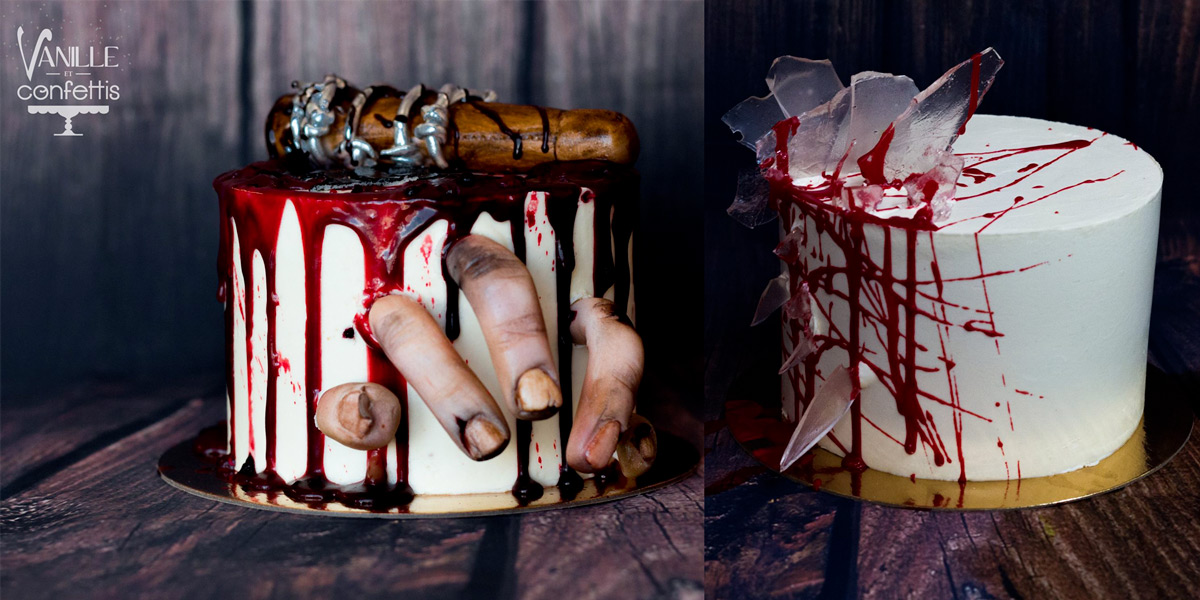 Gâteaux d'Halloween avec du sang, créés par Vanille et Confettis