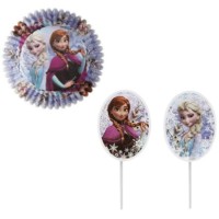 Ensemble de papier à cupcakes et de picks de la Reine des Neiges.